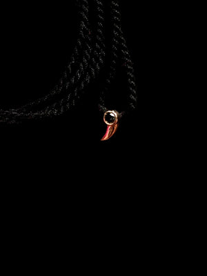Gold Shark Fin Tassel Necklace with Black Diamond