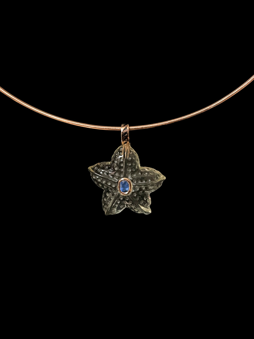 Lemon Quartz Starfish with Kyanite